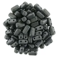 Matte Hematite 2-Hole Brick Bead - 3 x 6mm - Pack of 50 Matte Hematite 2-Hole Brick Bead - 3 x 6mm - Pack of 50