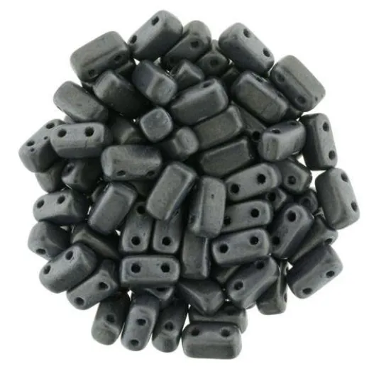 Matte Hematite 2-Hole Brick Bead - 3 x 6mm - Pack of 50 Matte Hematite 2-Hole Brick Bead - 3 x 6mm - Pack of 50