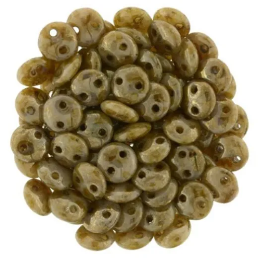 Beige Brown Picasso 2-Hole 6mm Lentil Beads - Strand of 50 Beads Beige Brown Picasso 2-Hole 6mm Lentil Beads - Strand of 50 Beads