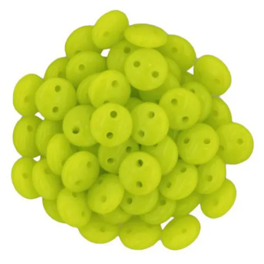 Chartreuse Opaque 2-Hole 6mm Lentil Beads - Strand of 50 Beads Chartreuse Opaque 2-Hole 6mm Lentil Beads - Strand of 50 Beads