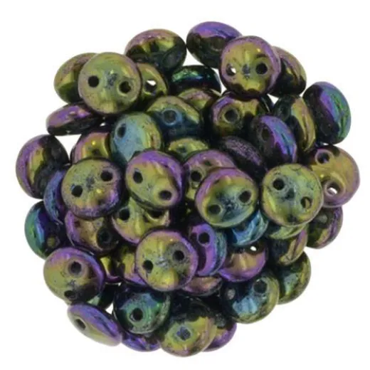 Iris Purple 2-Hole 6mm Lentil Beads - Strand of 50 Beads - LNT36-21495JT Iris Purple 2-Hole 6mm Lentil Beads - Strand of 50 Beads - LNT36-21495JT
