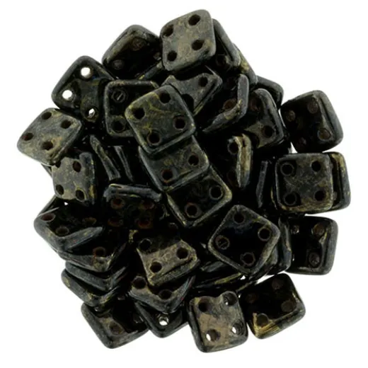 Jet - Bronze Picasso 6mm Quadratile - 9gm Approx Jet - Bronze Picasso 6mm Quadratile - 9gm Approx