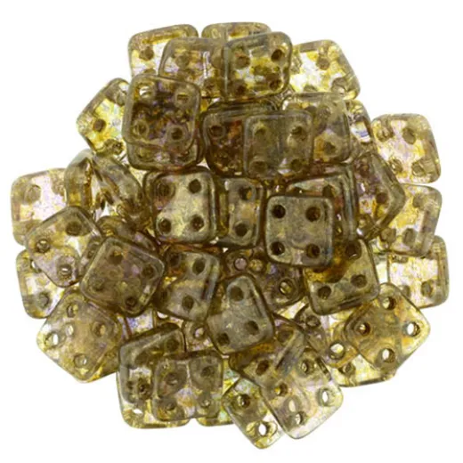 Bulk Bag Luster - Transparent Gold / Smoke Topaz 6mm Quadratile - 100gm bag Bulk Bag Luster - Transparent Gold / Smoke Topaz 6mm Quadratile - 100gm bag