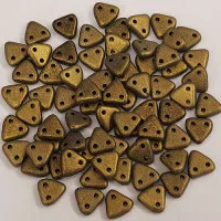 Polychrome Gold Czechmate Triangle Beads, approx 8g