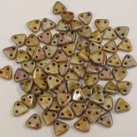 Opaque Luster Green Czechmate Triangle Beads, approx 8g
