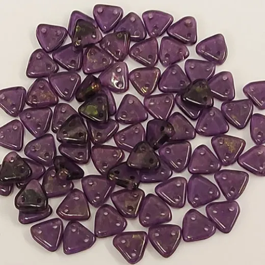Bulk Bag Pink Topaz Luster Tanzanite Czechmate Triangle Beads, approx 100g Bulk Bag Pink Topaz Luster Tanzanite Czechmate Triangle Beads, approx 100g