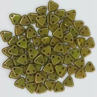 Metallic Chartreuse Czechmate Triangle Beads, approx 8g