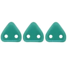 Polychrome Teal Czechmate Triangle Beads, approx 8g