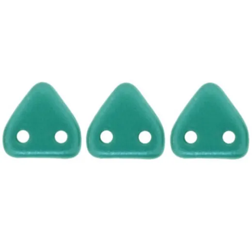 Polychrome Teal Czechmate Triangle Beads, approx 8g