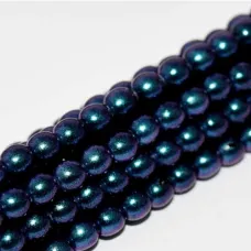 8mm Czech Glass Polynesian Pearls in Iridescent Jet finish, 75 Beads