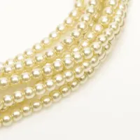 Old Lace Shiny 2mm Glass Pearls, Approx 150 Beads