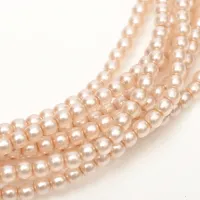 Peach Chiffon Shiny 2mm Glass Pearls, Approx 150 Beads