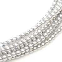 Platinum Shiny 2mm Glass Pearls, Approx 150 Beads