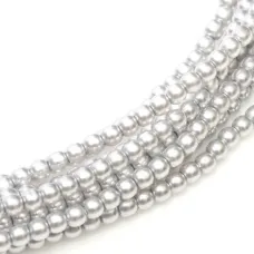Platinum Shiny 2mm Glass Pearls, Approx 150 Beads Platinum Shiny 2mm Glass Pearls, Approx 150 Beads