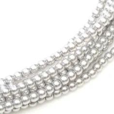 Platinum Shiny 2mm Glass Pearls, Approx 150 Beads