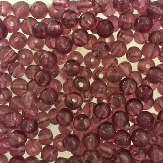 6mm Round Indian Glass Beads, Amethyst, Pack of 20 6mm Round Indian Glass Beads, Amethyst, Pack of 20
