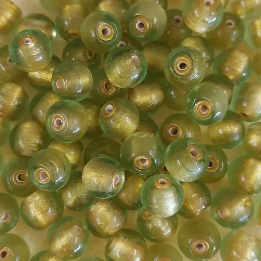 Bulk Bag 10mm Gold Foiled Round Beads, Lime Green, Approx 250 Grams Bulk Bag 10mm Gold Foiled Round Beads, Lime Green, Approx 250 Grams