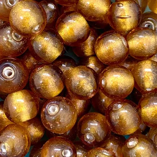 10mm Brown Topaz Gold Foiled Glass Beads, Pack of 10 10mm Brown Topaz Gold Foiled Glass Beads, Pack of 10