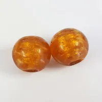 18mm Gold Foiled Glass Bead, Gold, Pack of 2