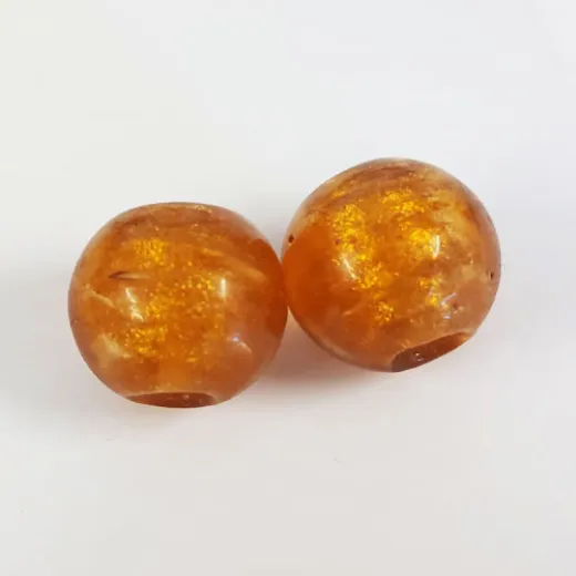 18mm Gold Foiled Glass Bead, Gold, Pack of 2 18mm Gold Foiled Glass Bead, Gold, Pack of 2