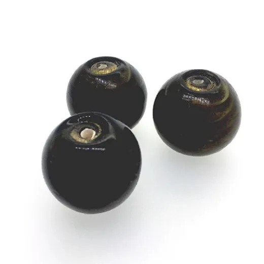 18mm Black Gold Foiled Glass Beads, Pack of 2 18mm Black Gold Foiled Glass Beads, Pack of 2