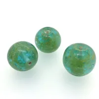 18mm Green Foiled Glass Beads, Pack of 2