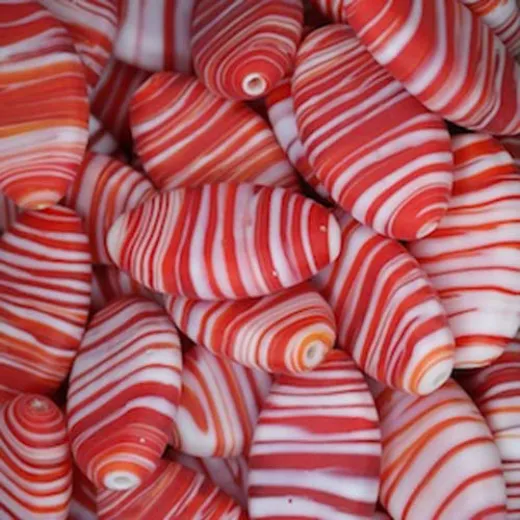 Matte Glass Swirls, 28 x 17mm Oval, Red, Pack of 5 Matte Glass Swirls, 28 x 17mm Oval, Red, Pack of 5