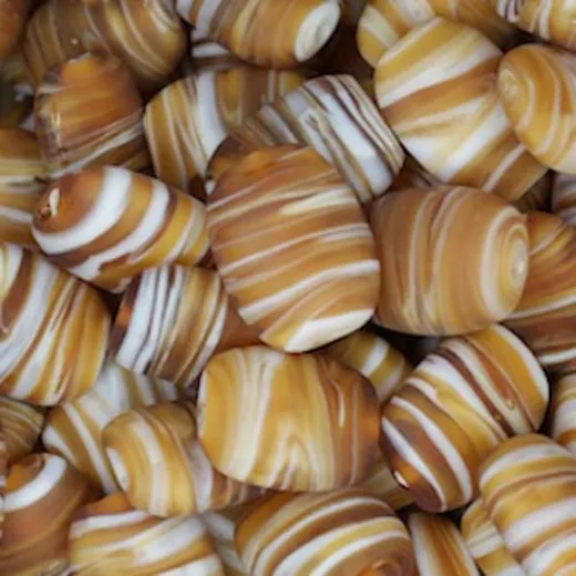 Matte Glass Swirls, 15 x 19mm, Pillow Shape, Brown, Pack of 5 Matte Glass Swirls, 15 x 19mm, Pillow Shape, Brown, Pack of 5