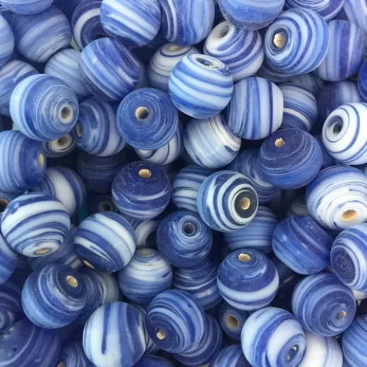 Matte Glass Swirls, 10mm Round, Blue, Pack of 10 Matte Glass Swirls, 10mm Round, Blue, Pack of 10