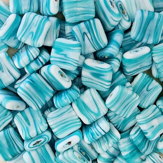 Matte Glass Swirls, Square Disc 15mm, Aqua, Pack of 5 Matte Glass Swirls, Square Disc 15mm, Aqua, Pack of 5