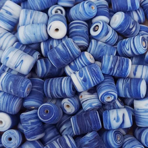 Matte Glass Swirls, 10 x 14mm Tubes, Blue, Pack of 10 Matte Glass Swirls, 10 x 14mm Tubes, Blue, Pack of 10