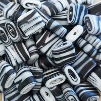 Matte Glass Swirls, Square Disc 15mm, Black, Wholesale Bag 250gr