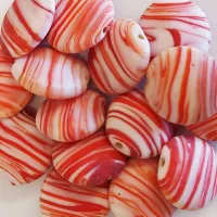 Matte Glass Swirls, 20mm Disc, Red, Pack of 5