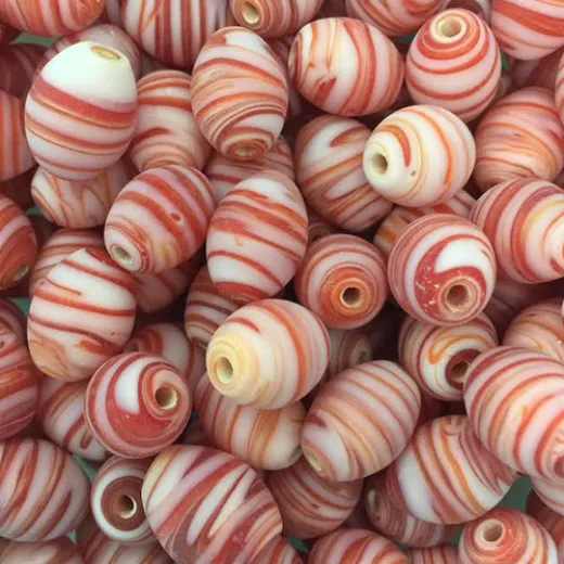Matte Glass Swirls, 10 x 13mm Oval, Red, Pack of 10 Matte Glass Swirls, 10 x 13mm Oval, Red, Pack of 10
