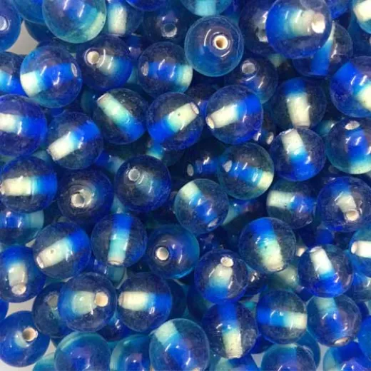Blue Two Tone Glass Beads, Pack of 10 Blue Two Tone Glass Beads, Pack of 10