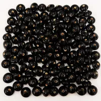 Shiny Black Ceramic Lentil Beads, Approx. 50g
