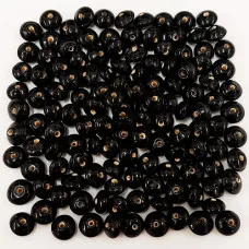 Shiny Black Ceramic Lentil Beads, Approx. 50g