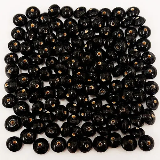 Shiny Black Ceramic Lentil Beads, Approx. 50g Shiny Black Ceramic Lentil Beads, Approx. 50g