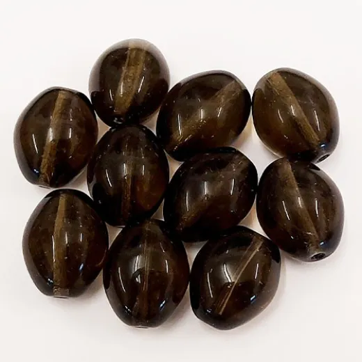 Dark Smoky Grey Glass Chunky Oval Beads, Pack of 10 Dark Smoky Grey Glass Chunky Oval Beads, Pack of 10