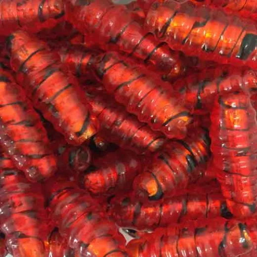 Red Striped Oval Tube Glass Beads, 24 x 4mm Red Striped Oval Tube Glass Beads, 24 x 4mm