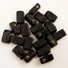 Shiny Black Ceramic Irregular Top Drilled Oblong Beads, Pack of 20