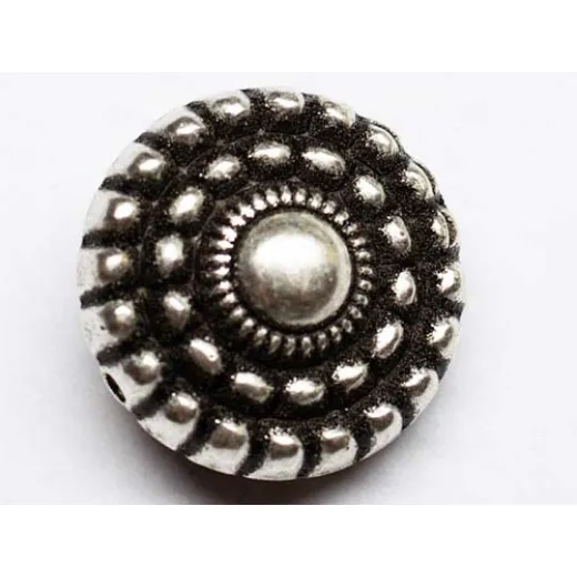 18mm Round Wheel Patterned Antique Silver Bead 18mm Round Wheel Patterned Antique Silver Bead
