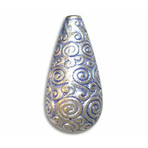 40x17mm Tear Drop Pendant Bead, Blue Denim 40x17mm Tear Drop Pendant Bead, Blue Denim