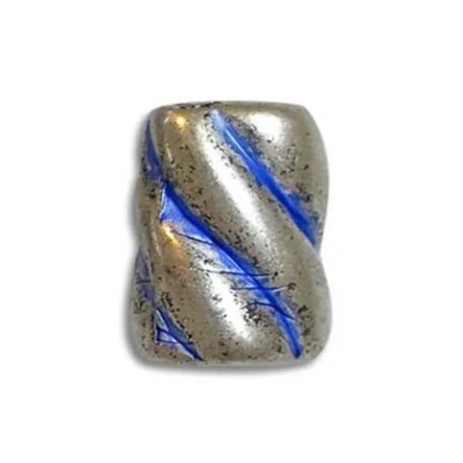 9x11mm Barber Pole Bead, Blue Denim Silver, pack of 5 9x11mm Barber Pole Bead, Blue Denim Silver, pack of 5