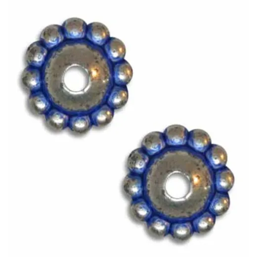 9x7mm Saturn Blue Denim Bead, pack of 10 9x7mm Saturn Blue Denim Bead, pack of 10