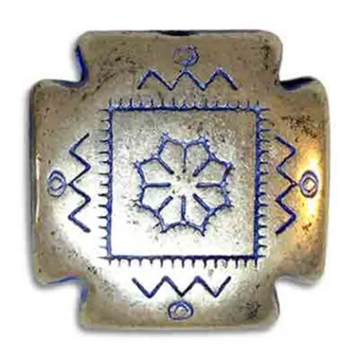 24mm Flat Concho Blue Denim Bead 24mm Flat Concho Blue Denim Bead