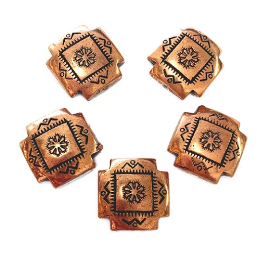 16mm Flat Designed Concho Fancy Bead, Antique Copper Plated, Pack of 2 16mm Flat Designed Concho Fancy Bead, Antique Copper Plated, Pack of 2
