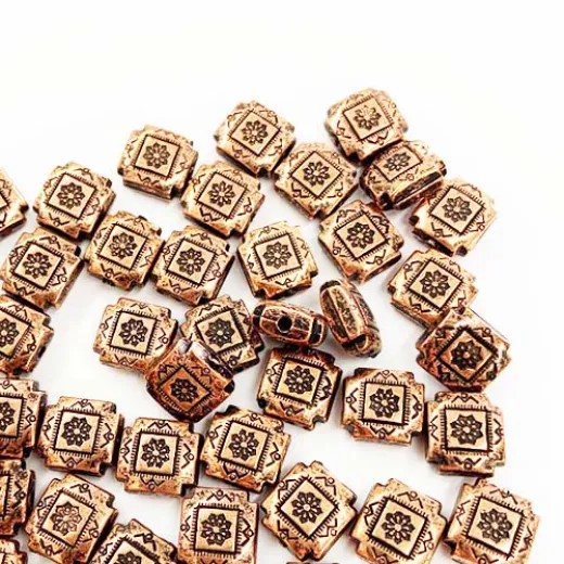 8mm Flat Concho Beads, Antique Copper Plated, Pack of 5 8mm Flat Concho Beads, Antique Copper Plated, Pack of 5
