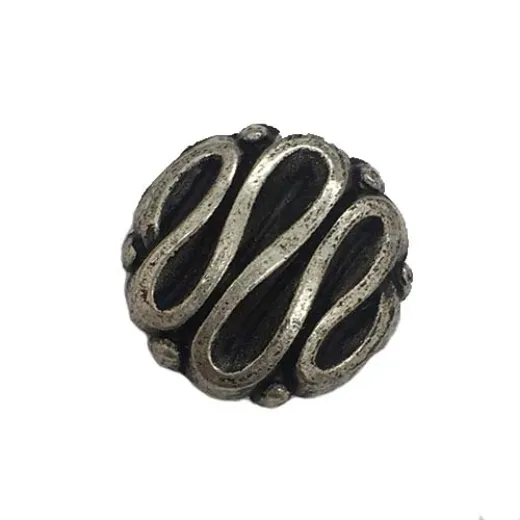 12mm Flat Designed Fancy Bead, pack of 4 12mm Flat Designed Fancy Bead, pack of 4