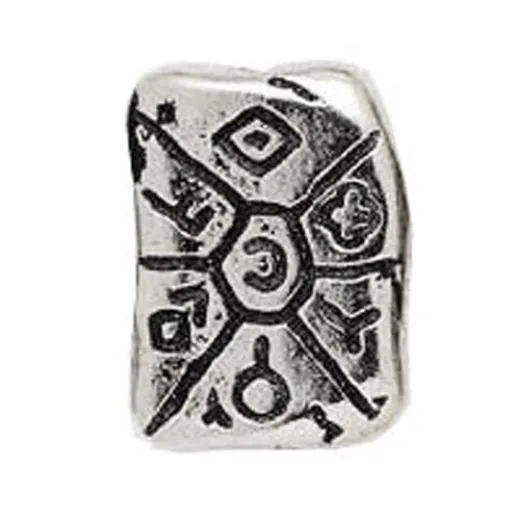 27mm Flat Rectangular Scrimshaw Antique Silver Bead 27mm Flat Rectangular Scrimshaw Antique Silver Bead